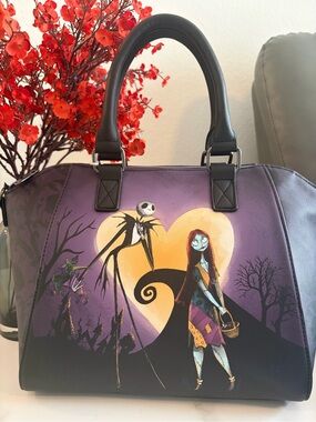 Loungefly The Nightmare Before Christmas Jack & Sally Heart Moon Satchel Bag